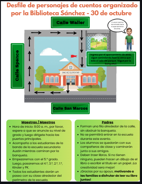 Book Character Parade Route in Spanish